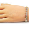 Pulsera Solida 03.213.0403.07 Oro Laminado, Diseño de Corazón, Diamantado, Tono Dorado (Grosor 08.3 MM, 7 Pulgadas de Largo)