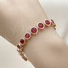 Pulsera Tennis 03.283.0509.08 Oro Laminado, con Zirconia Cubica Granate, Pulido, Dorado