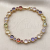 Pulsera Tennis 03.283.0522.07 Oro Laminado, con Zirconia Cubica Multicolor, Pulido, Dorado