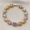 Pulsera Tennis 03.283.0525.07 Oro Laminado, con Zirconia Cubica Multicolor, Pulido, Dorado
