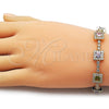 Pulsera Tennis 03.283.0527.07 Oro Laminado, Diseño de Cluster, con Zirconia Cubica Multicolor y Blanca, Pulido, Dorado