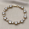 Pulsera Tennis 03.283.0534.07 Oro Laminado, con Zirconia Cubica Blanca, Pulido, Dorado