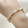 Pulsera Tennis 03.283.0541.07 Oro Laminado, Diseño de Corazón, con Zirconia Cubica Blanca, Pulido, Tono Dorado (Grosor 09.4 MM, 7 Pulgadas de Largo)