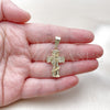 Dije Religioso 05.438.0002 Oro Laminado, Diseño de Cruz, con Blanca Micro Pave, Pulido, Tono Dorado
