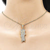 Dije Religioso 05.438.0009 Oro Laminado, Diseño de San Judas, con Blanca Zirconia Cubica, Pulido, Tono Dorado