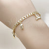 Pulsera de Dije 03.63.2299.07 Oro Laminado, Diseño de Concha y Caracol, Pulido, Tono Dorado (Thickness, 8 Inches Length)