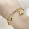 Pulsera de Dije 04.63.1451.07 Oro Laminado, Diseño de Cereza y Corazon, Diseño de Cereza, Pulido, Dorado