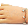 Pulsera de Dije 03.63.2300.07 Oro Laminado, Diseño de Corazón y Mariposa, Pulido, Tono Dorado (Thickness, 8 Inches Length)