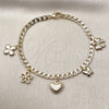 Pulsera de Dije 03.63.2300.07 Oro Laminado, Diseño de Corazón y Mariposa, Pulido, Tono Dorado (Thickness, 8 Inches Length)