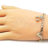Pulsera de Dije 03.63.2301.07 Oro Laminado, Diseño de Cereza y Corazon, Diseño de Cereza, Pulido, Dorado