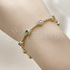 Pulsera Tennis 03.266.0057.07 Oro Laminado, Diseño de Cluster, con Zirconia Cubica Multicolor y Blanca, Pulido, Dorado