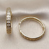 Argolla Huggie 02.204.0062.35 Oro Laminado, con Blanca Micro Pave, Pulido, Tono Dorado
