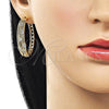 Argolla Huggie 02.204.0063.35 Oro Laminado, con Blanca Micro Pave, Pulido, Tono Dorado