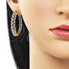 Argolla Huggie 02.204.0064.35 Oro Laminado, Diseño de File, con Blanca Zirconia Cubica, Pulido, Tono Dorado