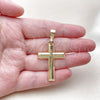 Dije Religioso 05.213.0182 Oro Laminado, Diseño de Cruz, Pulido, Tono Dorado