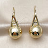 Arete Dormilona 02.213.0850 Oro Laminado, Diseño de Bola y Hueco, Pulido, Tono Dorado