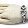 Pulsera Elegante 03.439.0001.09 Acero Inoxidable, Diseño de Ancla y Square Franco, Pulido, Tono Plateado (12 MM Thickness, 9 Inches Length)