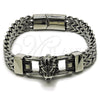 Pulsera Elegante 03.439.0003.09 Acero Inoxidable, Diseño de Leon y Square Franco, Pulido, Tono Plateado (Thickness, 9 Inches Length)