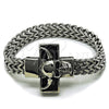 Pulsera Elegante 03.439.0008.09 Acero Inoxidable, Diseño de Calavera y Square Franco, Pulido, Tono Plateado (12 MM Thickness, 9 Inches Length)