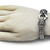 Pulsera Elegante 03.439.0009.09 Acero Inoxidable, Diseño de Leon y Square Franco, Pulido, Tono Plateado (10 MM Thickness, 9 Inches Length)