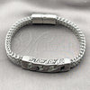 Pulsera Elegante 03.439.0011.09 Acero Inoxidable, Diseño de Miami Cubana y Square Franco, Pulido, Tono Plateado (08 MM Thickness, 9 Inches Length)