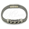 Pulsera Elegante 03.439.0011.09 Acero Inoxidable, Diseño de Miami Cubana y Square Franco, Pulido, Tono Plateado (08 MM Thickness, 9 Inches Length)