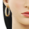Argolla Huggie 02.204.0078.40 Oro Laminado, con Blanca Micro Pave, Pulido, Tono Dorado