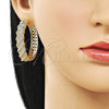 Argolla Huggie 02.204.0082.40 Oro Laminado, Diseño de Torcido, con Blanca Zirconia Cubica, Pulido, Tono Dorado