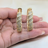 Argolla Huggie 02.204.0082.40 Oro Laminado, Diseño de Torcido, con Blanca Zirconia Cubica, Pulido, Tono Dorado