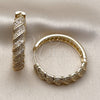 Argolla Huggie 02.204.0082.40 Oro Laminado, Diseño de Torcido, con Blanca Zirconia Cubica, Pulido, Tono Dorado