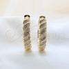 Argolla Huggie 02.204.0082.40 Oro Laminado, Diseño de Torcido, con Blanca Zirconia Cubica, Pulido, Tono Dorado