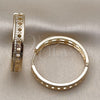 Argolla Huggie 02.204.0083.35 Oro Laminado, con Blanca Micro Pave, Pulido, Tono Dorado