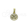 Dije Religioso 05.213.0183 Oro Laminado, Diseño de San Benito, Pulido, Tono Dorado