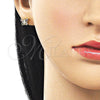 Arete Dormilona 02.213.0866 Oro Laminado, Diseño de Mariposa, con Multicolor Zirconia Cubica, Pulido, Tono Dorado