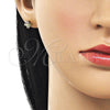 Arete Dormilona 02.213.0871 Oro Laminado, Diseño de Trébol de Cuatro Hojas, con Multicolor Zirconia Cubica, Pulido, Tono Dorado