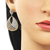 Arete Colgante 02.436.0022 Oro Laminado, Diseño de Gota, con Zirconia Cubica Blanca, Pulido, Tono Dorado