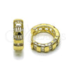 Argolla Huggie 02.266.0051.20 Oro Laminado, Diseño de Baguette, con Zirconia Cubica Blanca, Pulido, Tono Dorado