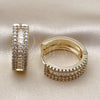 Argolla Huggie 02.266.0052.25 Oro Laminado, Diseño de Baguette y Cluster, con Zirconia Cubica Blanca, Pulido, Tono Dorado