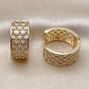Argolla Huggie 02.266.0054.20 Oro Laminado, Diseño de Baguette, con Blanca Zirconia Cubica, Diamantado, Tono Dorado