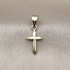 Dije Religioso 05.213.0190 Oro Laminado, Diseño de Cruz, Pulido, Tono Dorado