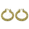 Argolla Mediana 02.170.0567.30 Oro Laminado, Diseño de Torcido, Diamantado, Tono Dorado