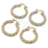 Argolla Mediana 02.170.0567.1.30 Oro Laminado, Diseño de Torcido, Diamantado, Tres Tonos