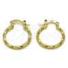 Argolla Pequeña 02.170.0572.20 Oro Laminado, Diseño de Torcido, Diamantado, Tono Dorado