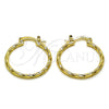 Argolla Pequeña 02.170.0572.25 Oro Laminado, Diseño de Torcido, Diamantado, Tono Dorado