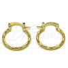 Argolla Pequeña 02.170.0523.1.20 Oro Laminado, Diamantado, Tono Dorado