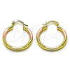 Argolla Pequeña 02.213.0153.1.25 Oro Laminado, Diseño de Hueco, Diamantado, Tres Tonos