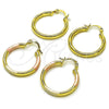 Argolla Pequeña 02.213.0153.25 Oro Laminado, Diseño de Hueco, Diamantado, Tono Dorado