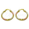 Argolla Mediana 02.213.0259.30 Oro Laminado, Diseño de Hueco, Diamantado, Tres Tonos
