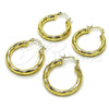 Argolla Pequeña 02.170.0306.25 Oro Laminado, Diseño de Hueco, Diamantado, Tono Dorado