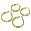 Argolla Pequeña 02.213.0258.25 Oro Laminado, Diseño de Hueco, Diamantado, Tono Dorado